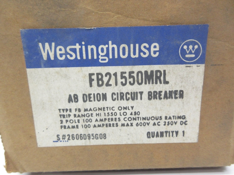 WESTINGHOUSE FB21550MRL 600VAC 100A NSMP