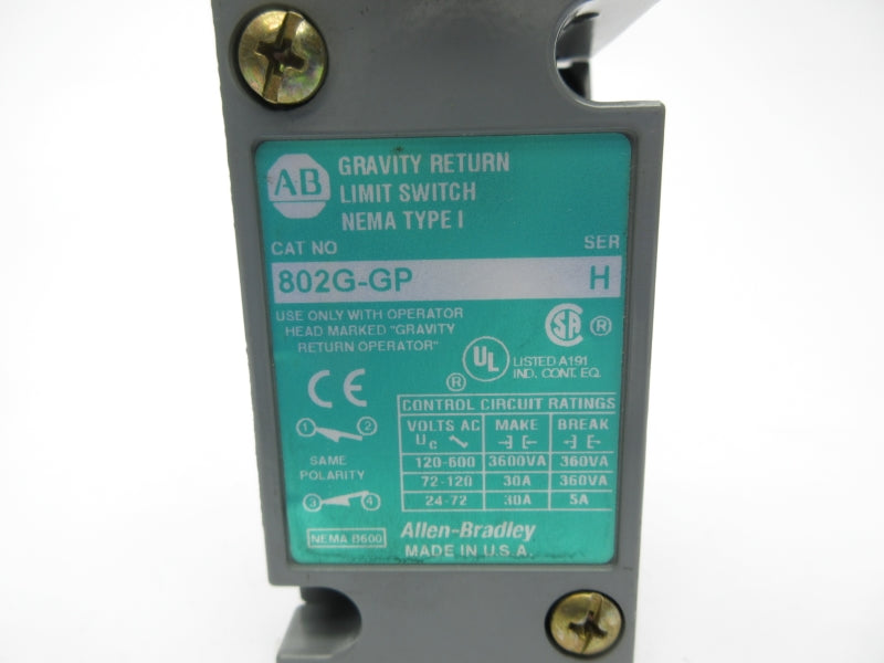 ALLEN BRADLEY 802G-GP SER. H 120-600V 30A NSNP