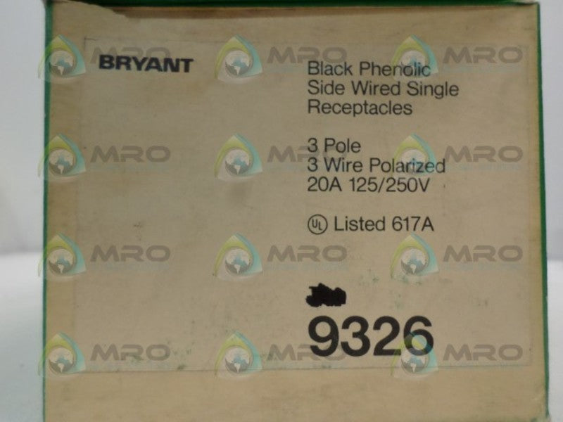 BRYANT 9326 RECEPTACLE 3POLE 3WIRE 20A 125/250V  NSNP