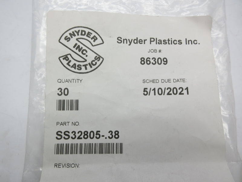 SNYDER PLASTICS SS32805-.38 (PKG OF 30) NSMP
