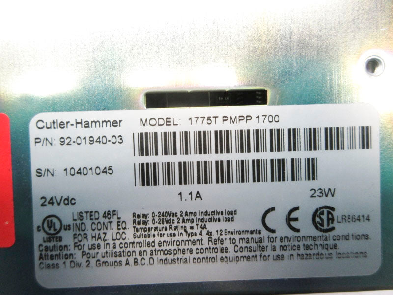 CUTLER HAMMER 1775TPMPP1700 92-01940-03 24VDC 1.1A NSNP