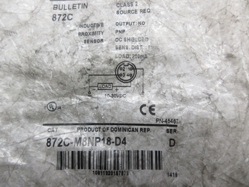 ALLEN BRADLEY 872C-M8NP18-D4 SER. D 10-30VDC NSMP