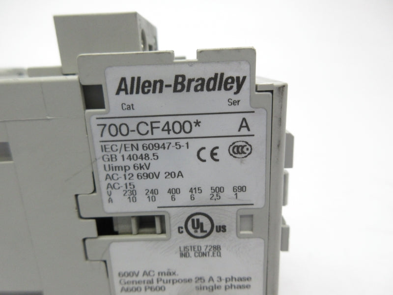 ALLEN BRADLEY 700-CF400D SER. A 110/120V 20A NSNP