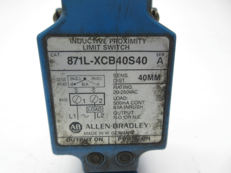 ALLEN BRADLEY 871L-XCB40S40 SER. A 20-250VAC UNMP