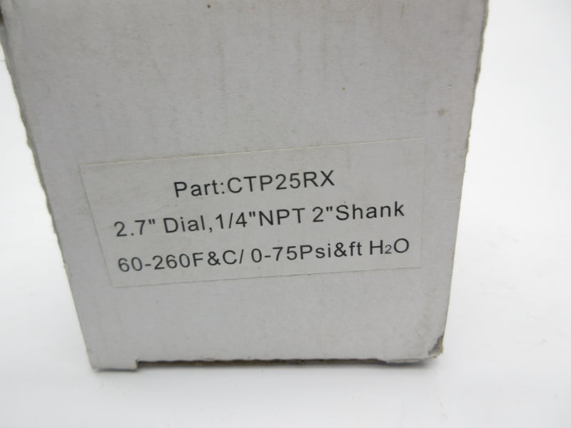 WEISS INSTRUMENTS CTP25RX 0-75PSI/60-260'F 2.7" NSMP