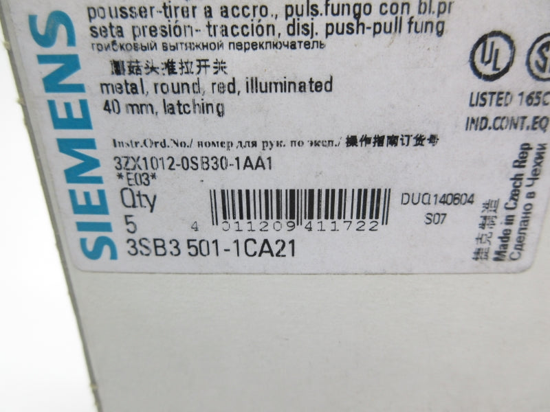 SIEMENS 3SB3501-1CA21 (PKG OF 5) NSMP