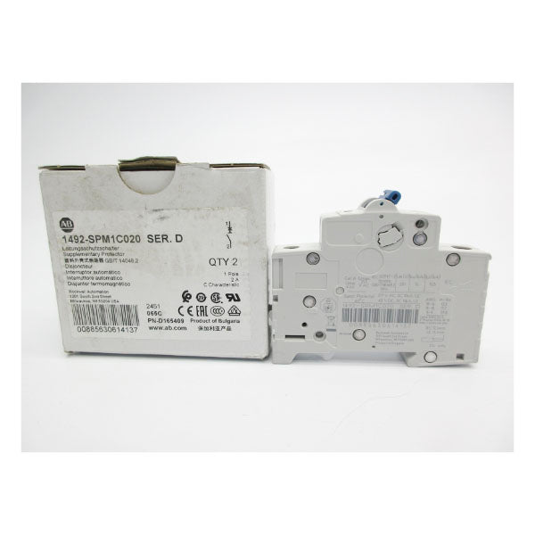 ALLEN BRADLEY 1492-SPM1C020 SER. D 277VAC 2A (PKG OF 2) NSMP