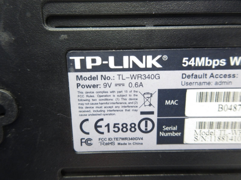TP-LINK TL-WR340G 9V 0.6A NSNP