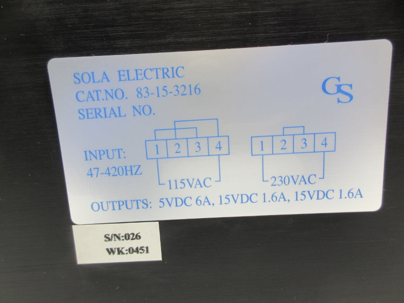 SOLA 83-15-3216 115/230VAC NSNP