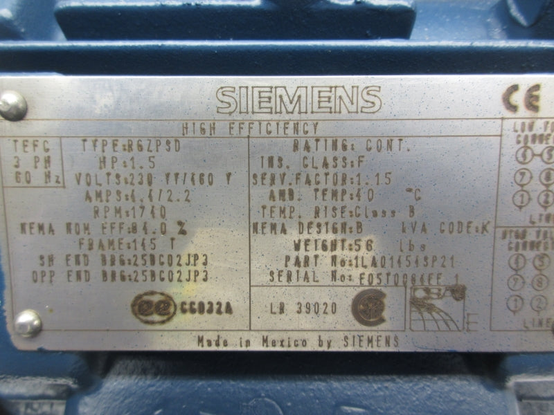SIEMENS RGZPSD 230/460V 4.4/2.2A NSNP