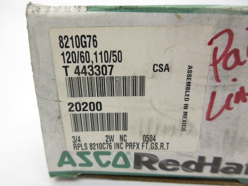 ASCO 8210G76 110/120V 50PSI  3/4" NSMP