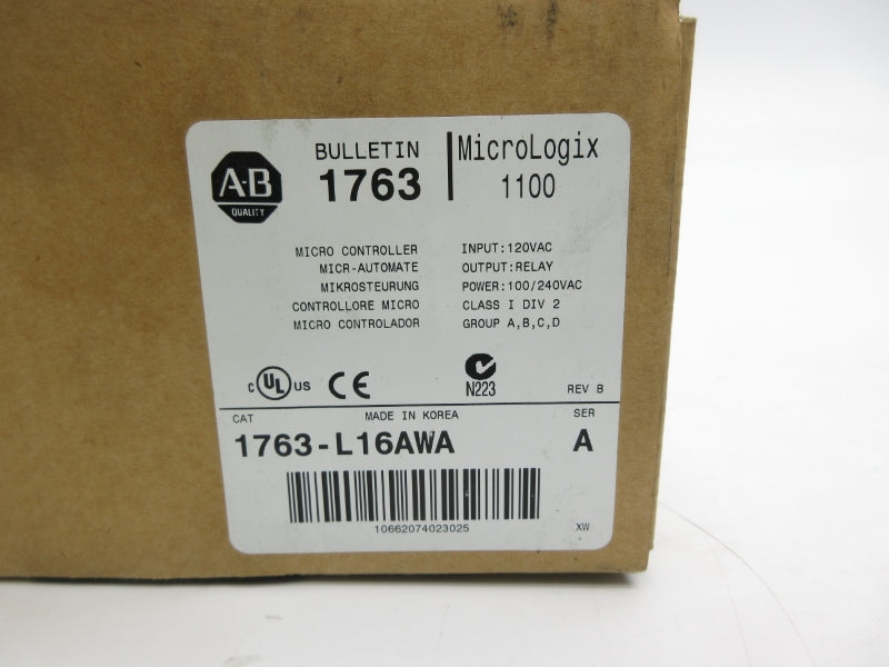 ALLEN BRADLEY 1763-L16AWA SER. A F/W 2 120VAC NSMP