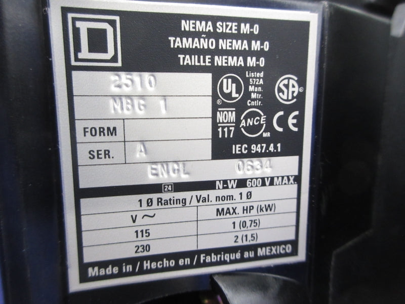 SQUARE D 2510MBG1 SER. A 600V NSNP