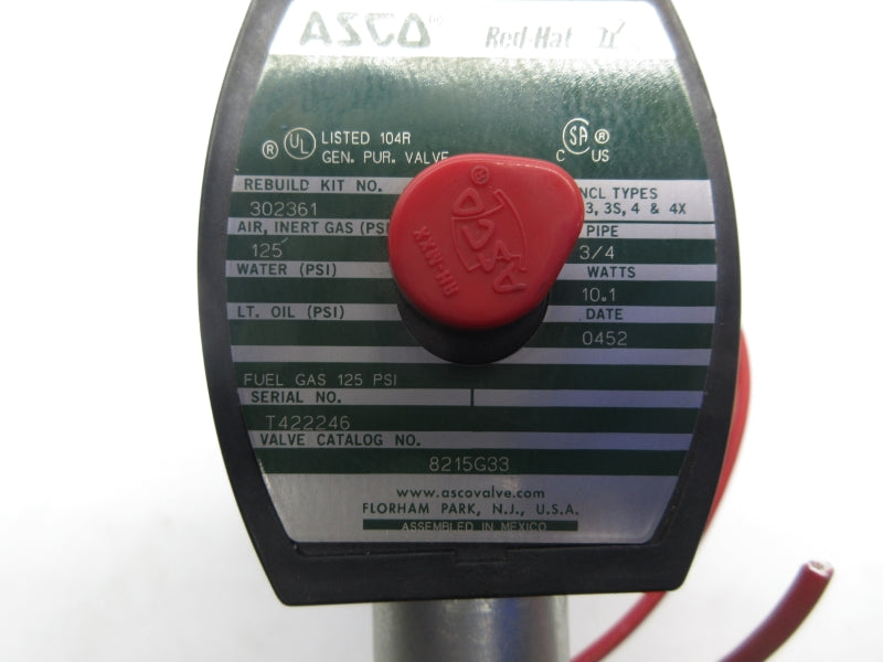 ASCO 8215G33 110/120V 125PSI 3/4" UNMP