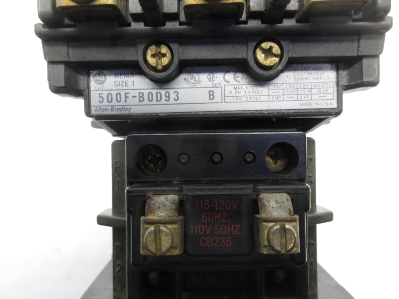 ALLEN BRADLEY 500F-BOD93 SER. B 110/115-120V 27A (AS PICTURED) UNMP