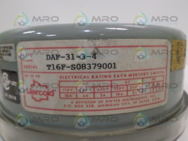 MERCOID DAF-31-3-4 PRESSURE SWITCH  NSNP