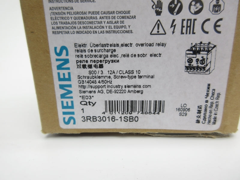 SIEMENS 3RB3016-1SB0 3-12A NSMP