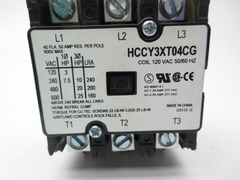 HARTLAND CONTROLS HCCY3XT04CG 120VAC 40A NSNP