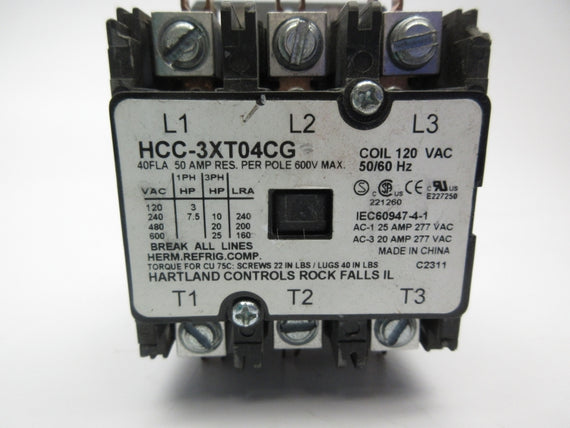 HARTLAND CONTROLS HCC-3XT04CG 120VAC 40A NSNP
