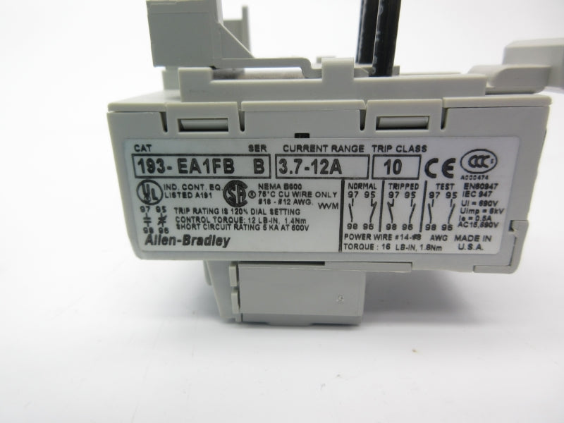 ALLEN BRADLEY 193-EA1FB SER. B 600V 3.7-12A NSNP