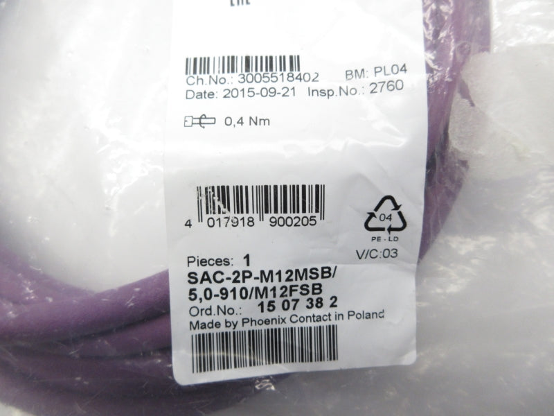 PHOENIX CONTACT SAC-2P-M12MSB/5,0-910/M12FSB 1507382 NSMP