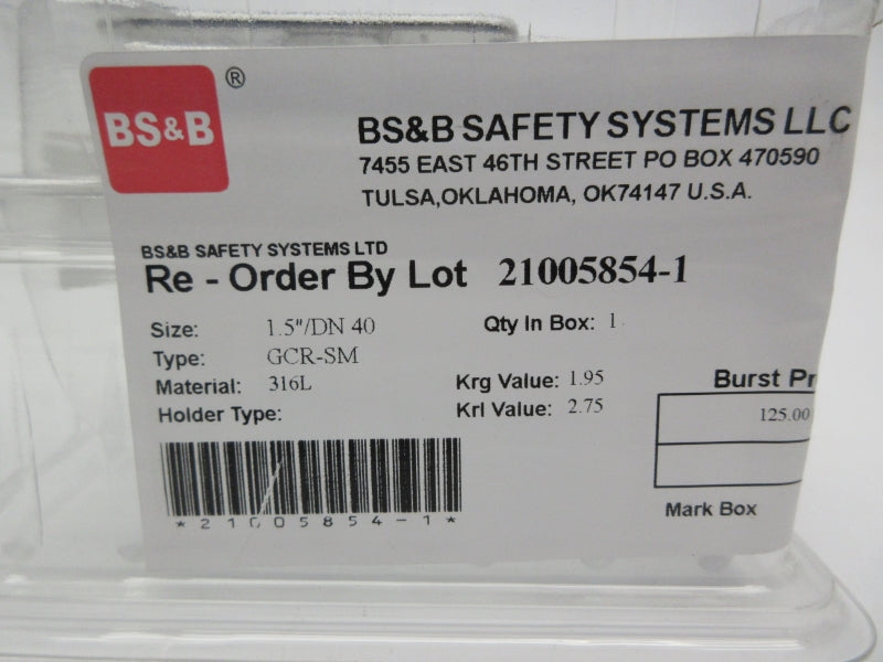 BS&B GCR-SM 1.5" NSFS