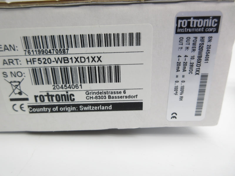 ROTRONIC HF520-WB1XD1XX 10-28VDC NSMP