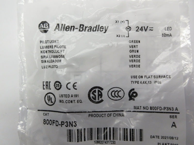 ALLEN BRADLEY 800FD-P3N3 SER. A 24V NSMP