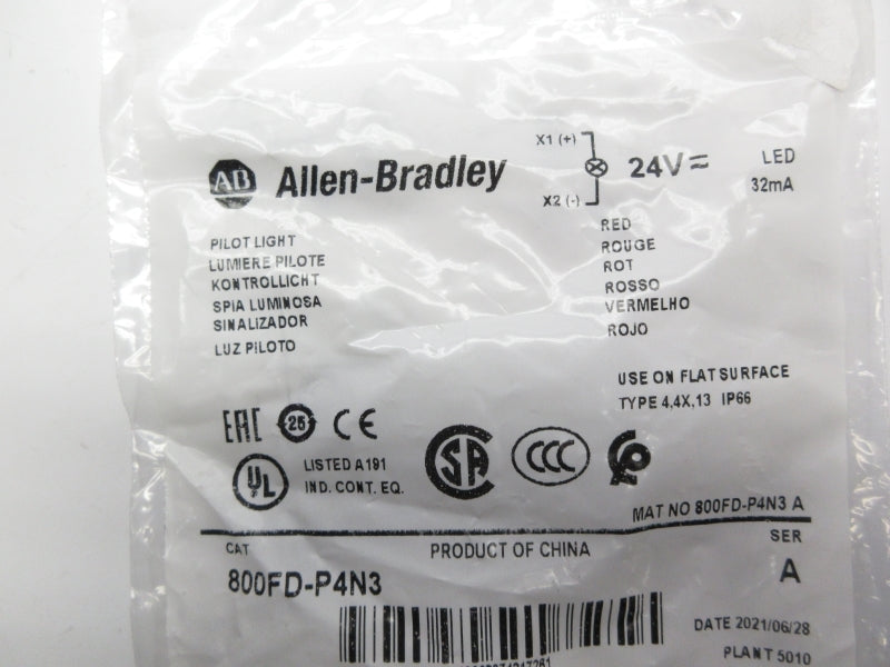 ALLEN BRADLEY 800FD-P4N3 SER. A 24V NSMP