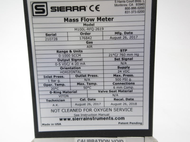 SIERRA M100L-RFQ-2619 24VDC 500PSI NSNP
