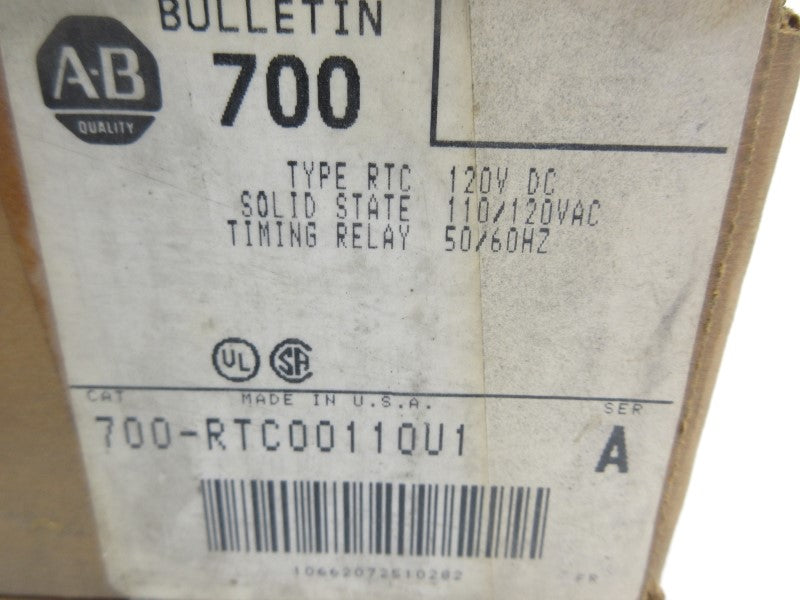 ALLEN BRADLEY 700-RTC00110U1 SER. A 110/120VAC (BR/WH) NSMP