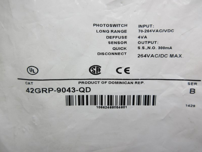 ALLEN BRADLEY 42GRP-9043-QD SER. B 70-264VAC/DC NSMP