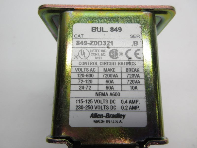 ALLEN BRADLEY 849-ZOD321 SER. B 110/120V NSNP