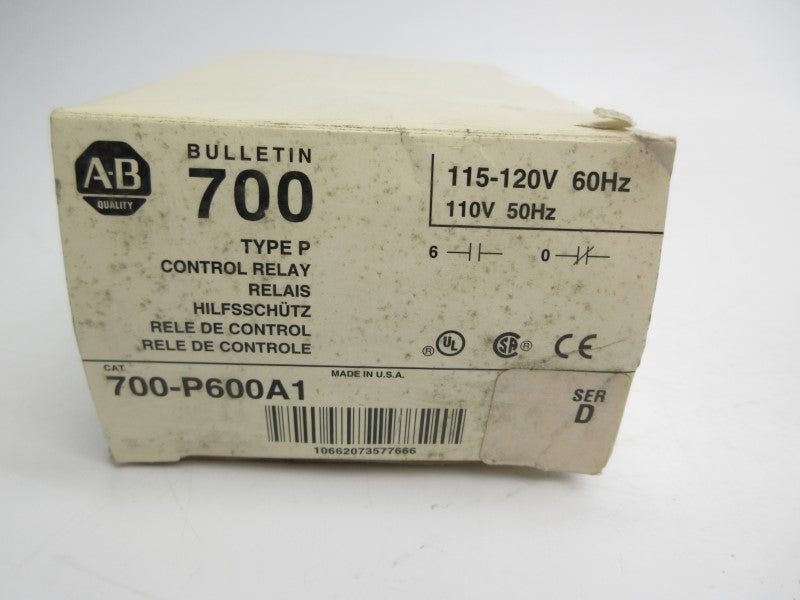 ALLEN BRADLEY 700-P600A1 SER. D 110/115-120V (WH) NSMP