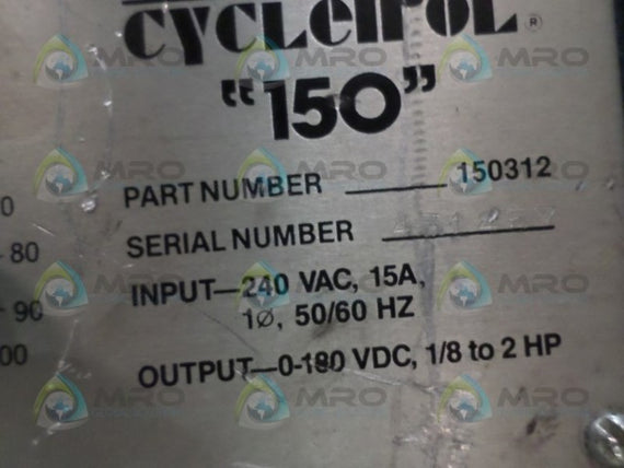 DANFOSS 150312 CYCLETROL 150 MOTOR SPEED CONTROL 240VAC 15A * USED *