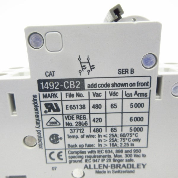 ALLEN BRADLEY 1492-CB2H060 SER. B 480VAC 6A NSNP