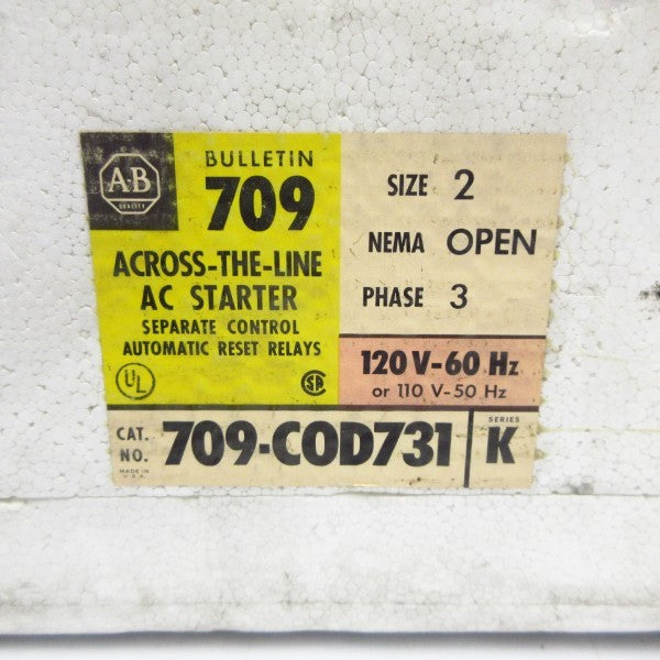 ALLEN BRADLEY 709-COD731 SER. K 110/120V (WH/YL) NSMP