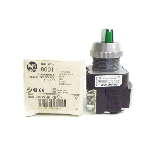 ALLEN BRADLEY 800T-16JGH91KB7AX SER. V 120V (WH) NSMP