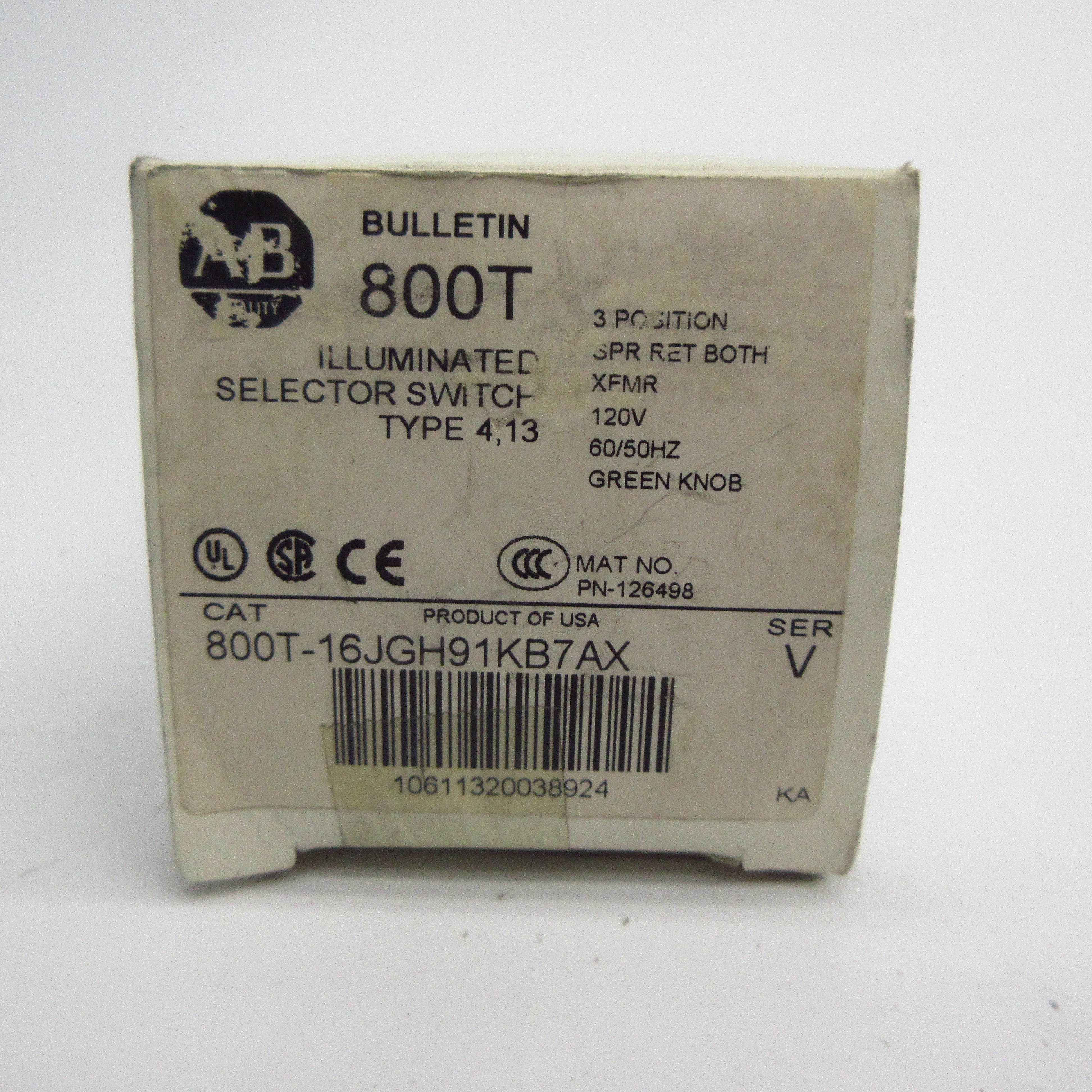 ALLEN BRADLEY 800T-16JGH91KB7AX SER. V 120V (WH) NSMP