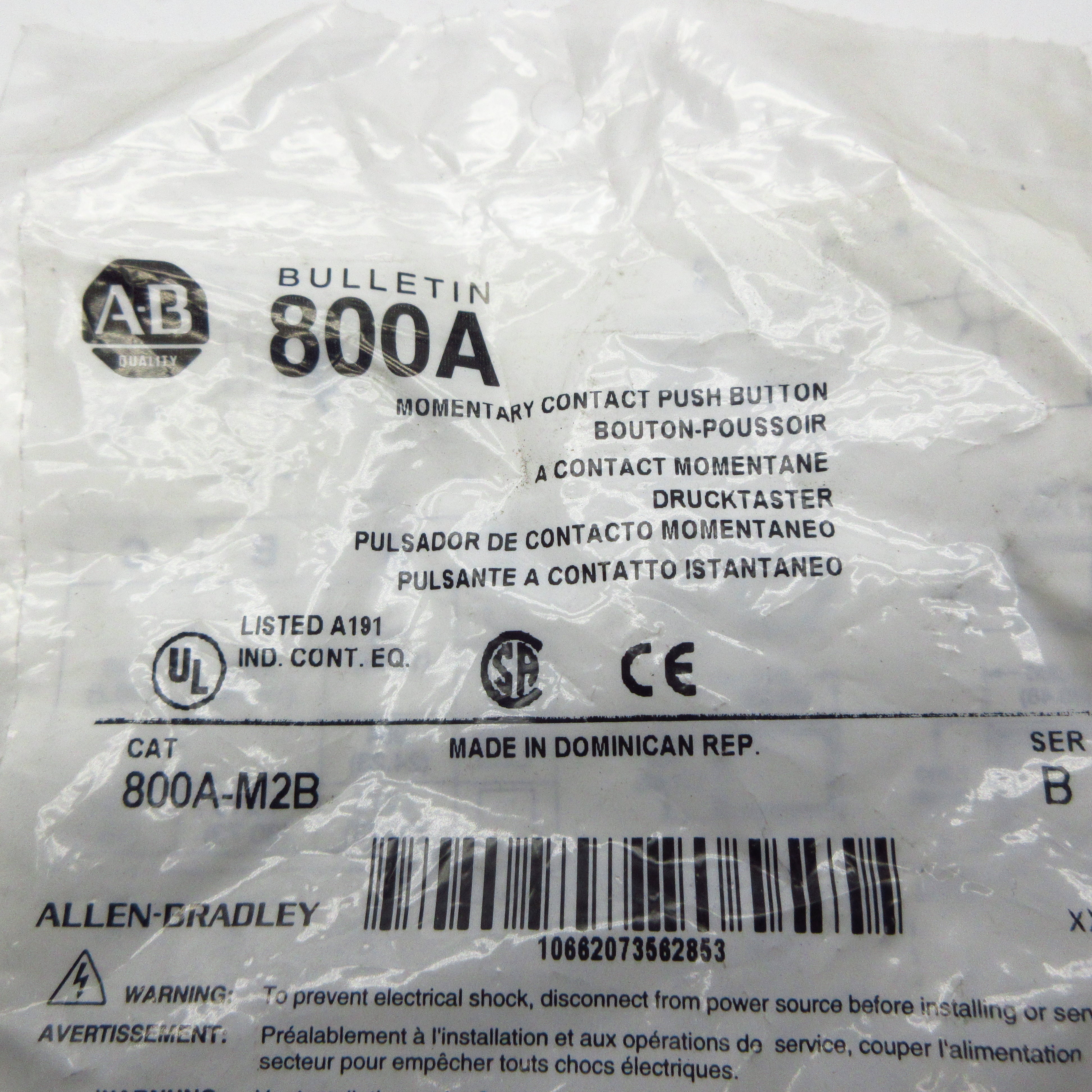 ALLEN BRADLEY 800A-M2B SER. B NSMP