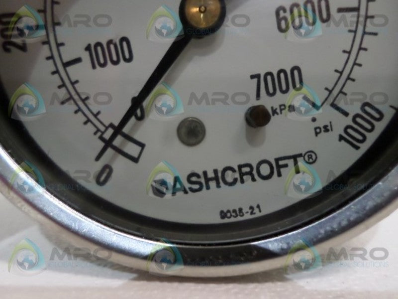 ASHCROFT 9035-21 PRESSURE GAUGE 0-1000PSI  NSNP