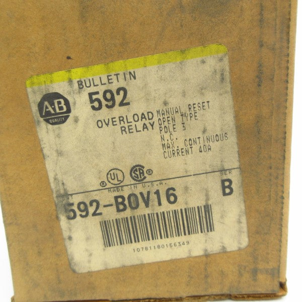 INDUSTRIAL SPARE PART 592-BOV16 SER. B 120-600VAC 40A (BR/ YL) NSMP