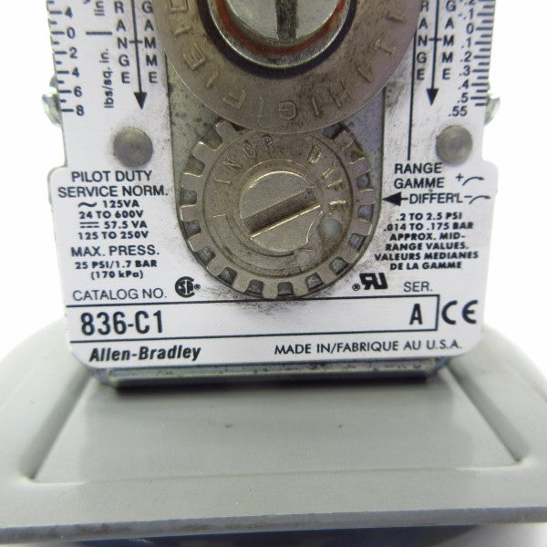 ALLEN BRADLEY 836-C1 SER. A 125-250V .2-2.5PSI NSNP