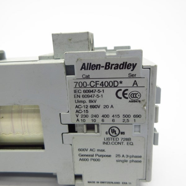 ALLEN BRADLEY 700-CF400DJ SER. A 24VDC NSNP