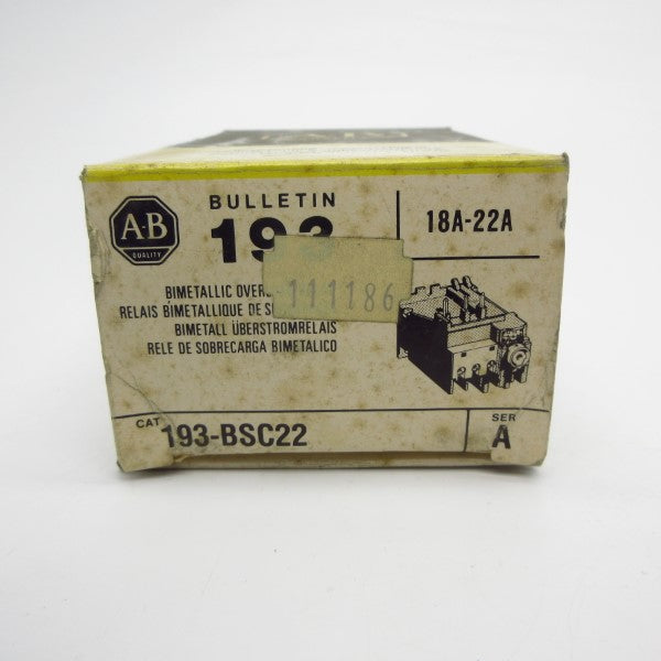 ALLEN BRADLEY 193-BSC22 SER. A 660V 18-22A (BK/YL) NSMP