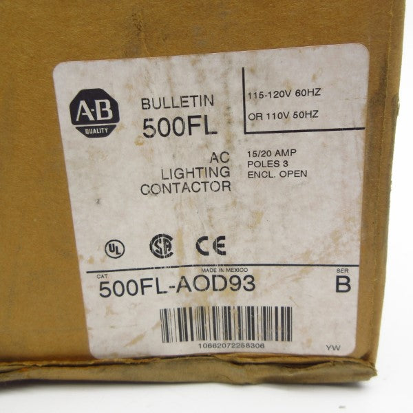 ALLEN BRADLEY 500FL-AOD93 SER. B 110/115-120V 15/20A (BR/WH) NSMP