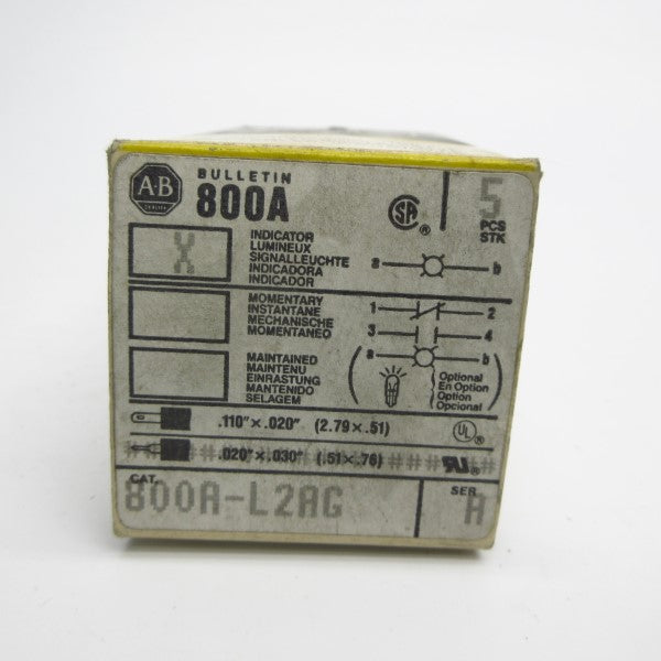 ALLEN BRADLEY 800A-L2AG SER. A (PKG OF 5) (BK/YL) NSMP