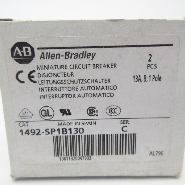 ALLEN BRADLEY 1492-SP1B130 SER. C 240/415VAC 13A (PKG OF 2) NSMP