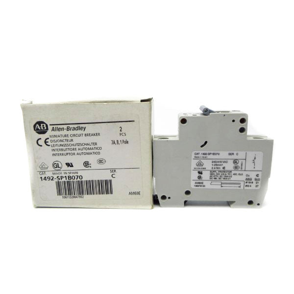 ALLEN BRADLEY 1492-SP1B070 SER. C 240/415VAC 7A (PKG OF 2) NSMP
