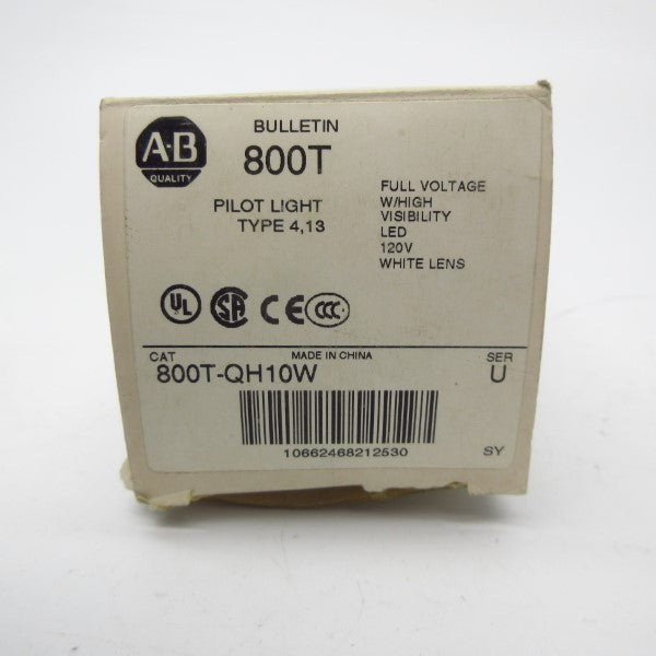 ALLEN BRADLEY 800T-QH10W SER. U 120V (WH) NSMP